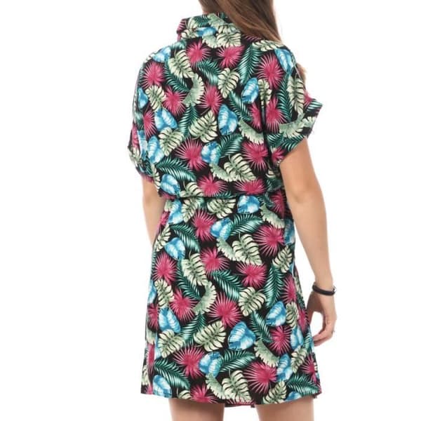 Klänning Chemise - VERO MODA - Lätt - Svart/Rosa - Korta Ärmar - 100% Viskos
