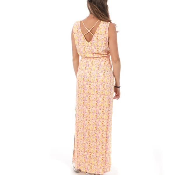Lång Klänning Dam - VERO MODA - 10286770 - Gul - V-ringning - 100% Viskos