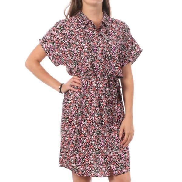 Klänning Blus Dam Vero Moda Easy - Rosa/Svart - Korta Ärmar - Midjebälte
