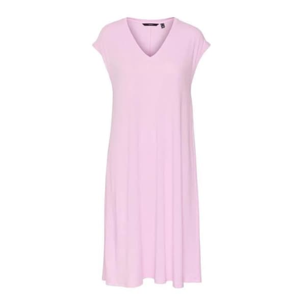 Klänning - Vero Moda - Marijune - Rosa - Korta ärmar - V-ringad - Avslappnad passform