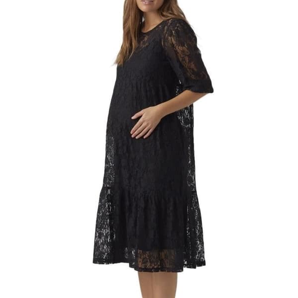 Maternity Klänning Svart Dam Vero Moda Marternity Knälång - Spets - 3/4 ärmar - Rund hals