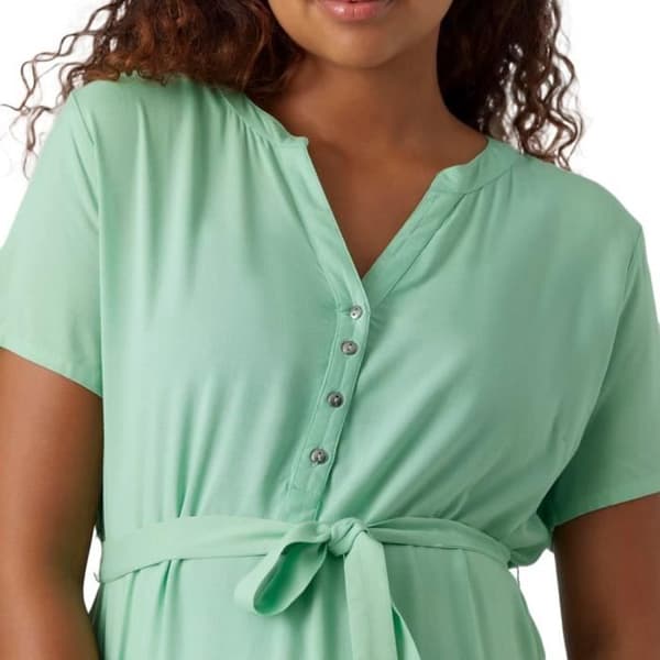 Robe Femme Mamalicious Misty - Grön - Korta ärmar - Midjebälte - Ammningsfunktion