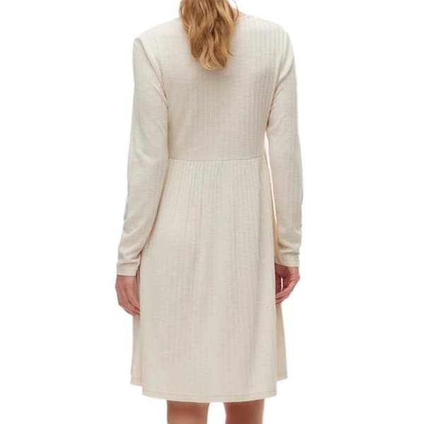 Beige klänning för kvinnor Vero Moda Graviditet Rib - Långa ärmar - V-ringning - Material: 77% polyester, 23% viskos