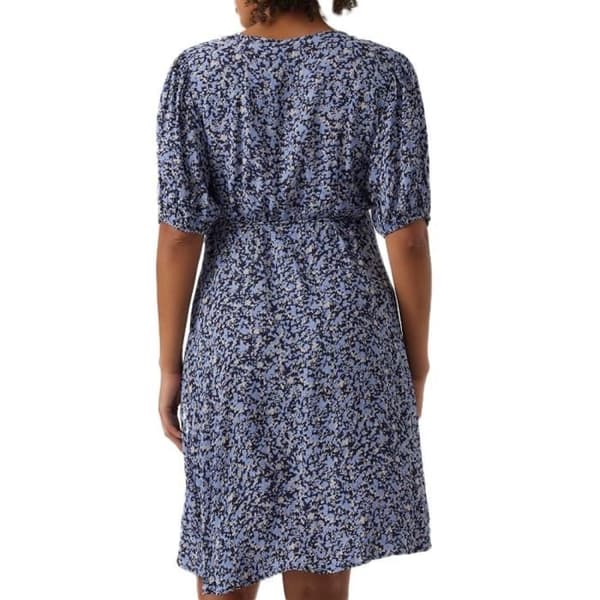 Robe Femme Vero Moda Maternité Henna - Svart/Blå - V-ringning - Korta ärmar - Midjebälte