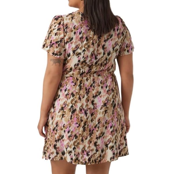 Beige/Rosa mönstrad klänning dam Vero Moda CURVE Easy