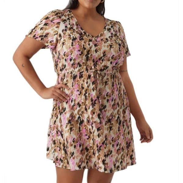 Beige/Rosa mönstrad klänning dam Vero Moda CURVE Easy