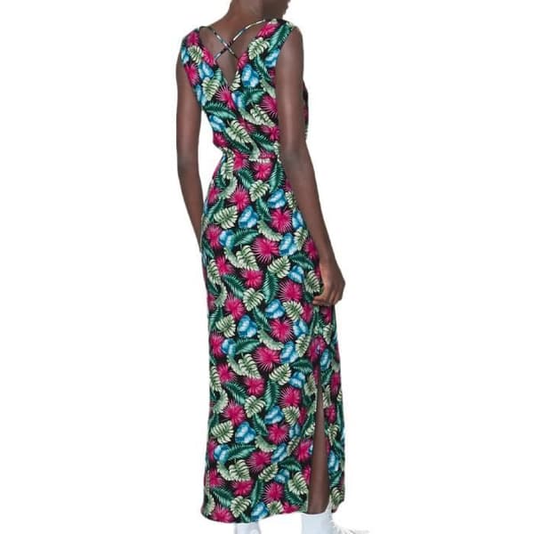 Lång Klänning - VERO MODA - 10286770 - Svart/ Rosa - V-ringning - Utan ärmar - 100% Viskos