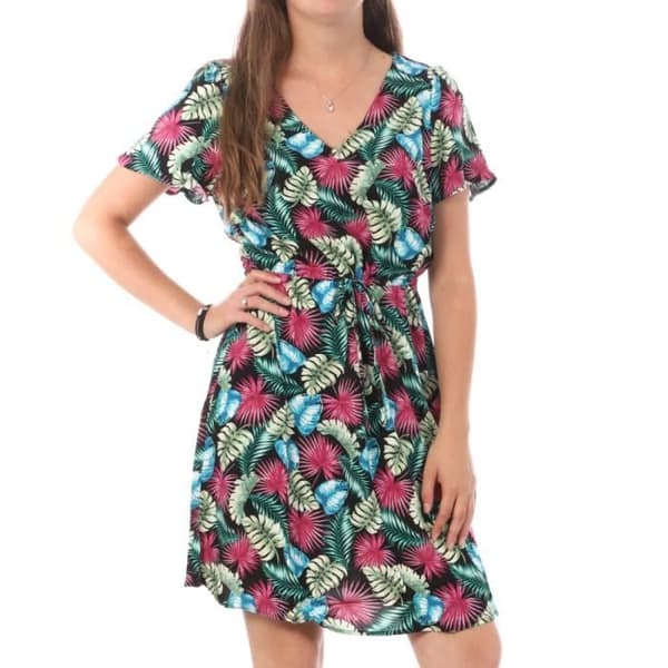 Klänning - Vero Moda - Lätt - Svart - Blommönster - 100% viskos - Korta ärmar