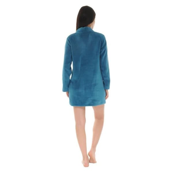 Morgonrock - Christian Cane - Coline - Blå turkos - Kimono-krage - 100% polyester