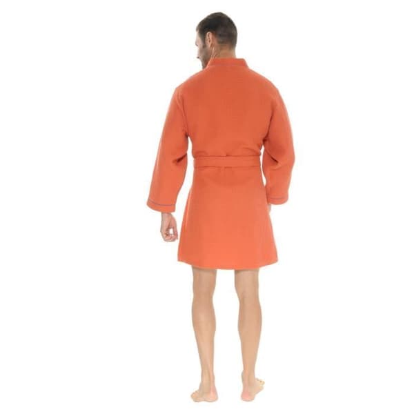 Kimono Court Orange Noris Peignoir Forme Kimono Nid D'Abeille Orangé 1188