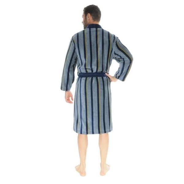 Peignoir Kimono Velour Badtextil - Kimono Idéer - 1102 - Grå/Svart/Gul - Vuxen Blandad