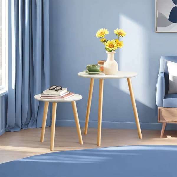 Sidebordssæt rundt, 2 moderne sofaborde, minimalistisk