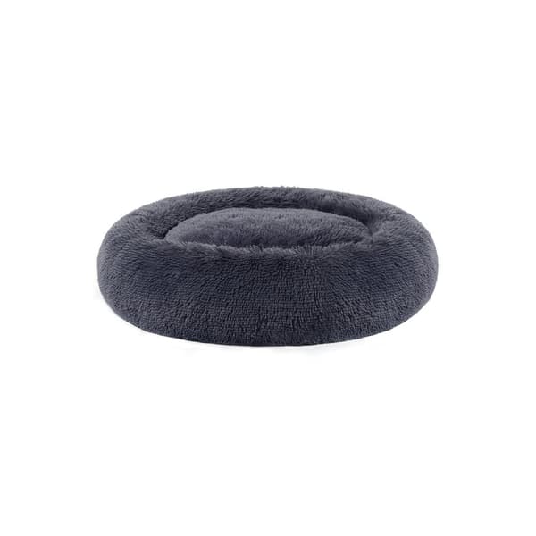 Hundbädd fluffig med donutkudde mörkgrå