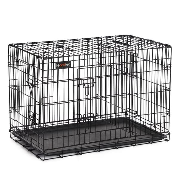 Hundebur, Hundekasse med 2 døre, 92,5 x 57,5 x 64 cm, Sort