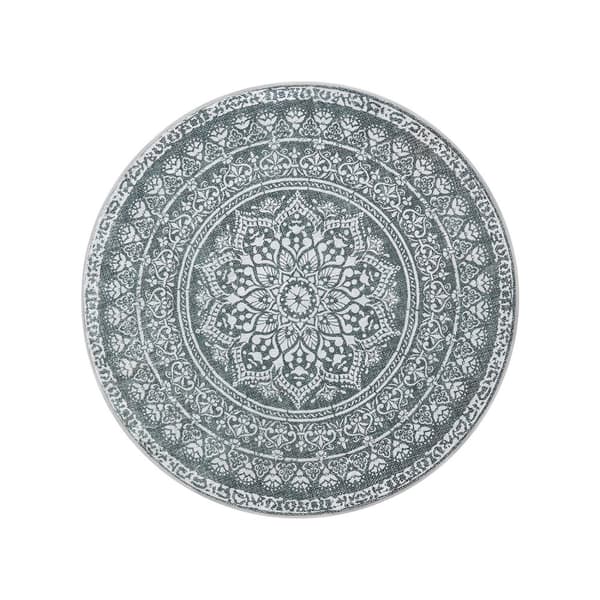 Rund matta, 120 cm, vardagsrumsmatta, halkfri matta, fluffig dekoration, för vardagsrum, sovrum, maskintvättbar, Boho-stil, antracitgrå