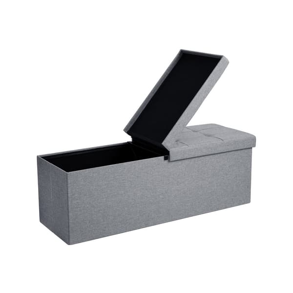 120L hopfällbar ottoman bänk förvaringslåda förvaringskub med vändbart lock skobänk fotpall lastkapacitet på 300 kg ljusgrå 110 x 38 x 38 cm