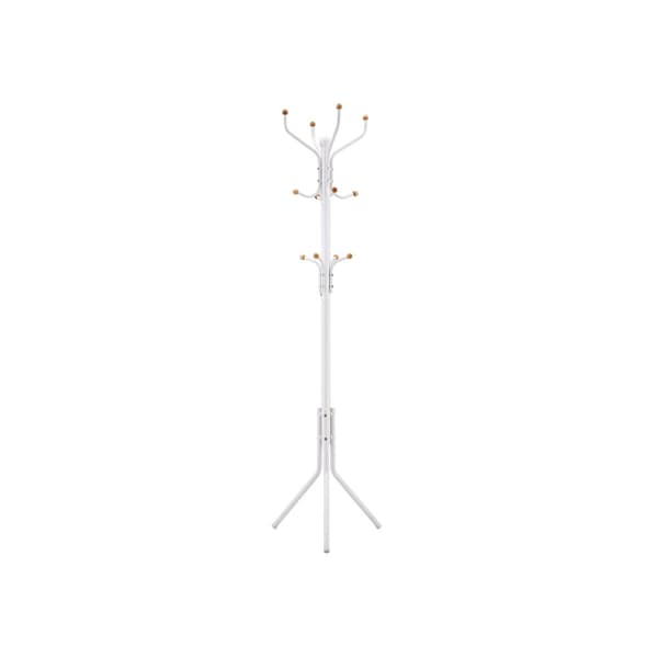 Garderobestativ i metal, tøjstativ, hatte- og håndtaskebøjle, 182 cm højt halltræ, , cremehvid/elfenben