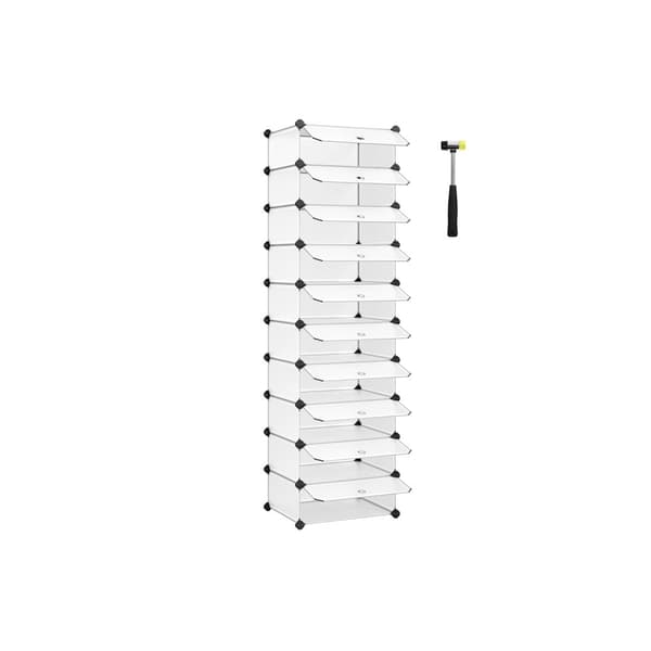 Interlocking Shoe Rack, suorakulmainen säilytysjärjestäjä, 10 Slot modulaarinen DIY säilytyshyllyyksikkö, 40 x 30 x 17 cm kullekin Slotille, muovinen