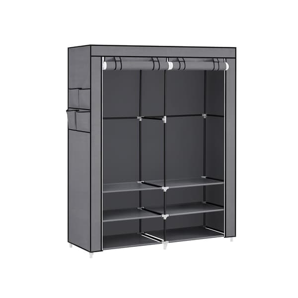 Stofgarderobe med 2 bøjlestænger og 4 sidelommer