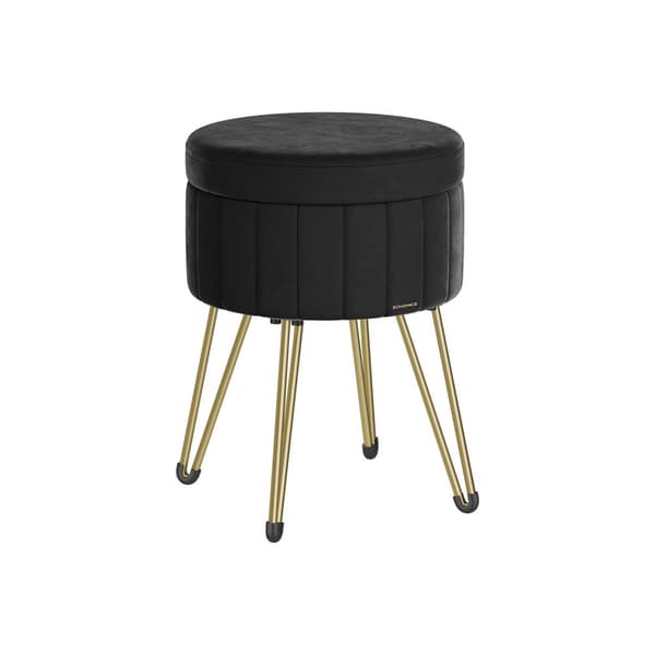 Pall med förvaringsutrymme och 4 metallben ink black