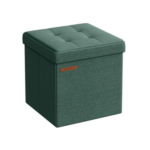 Kokoontaitettava jakkara säilytystilalla 30 x 30 cm vintage vihreä