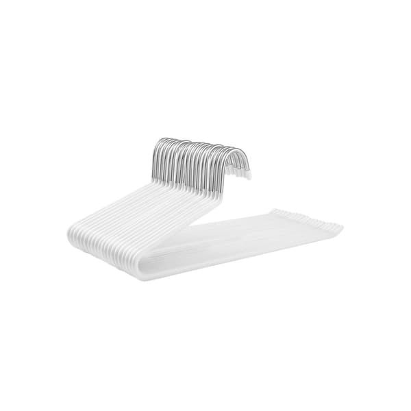 20-pack byxhängare, halsdukshängare i metall, halkfria, förkromade, 38 x 13 cm, vit
