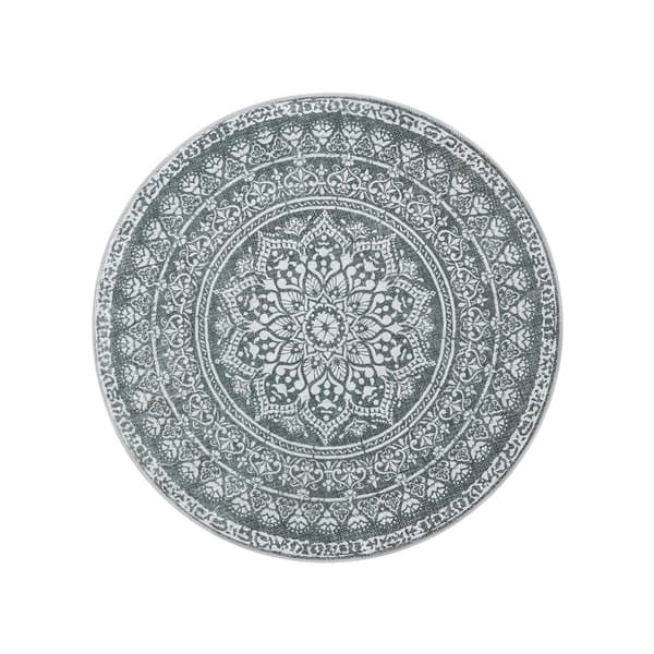 Rund matta, 160 cm, vardagsrumsmatta, halkfri matta, fluffig dekoration, för vardagsrum, sovrum, maskintvättbar, Boho-stil, antracitgrå