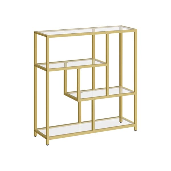 Bogreol med 4 hylder transparent lys guld
