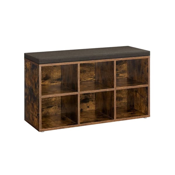 Skohylla med sittplats 30 x 87 x 48 cm vintage brungrå