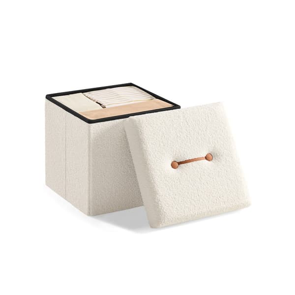 Skammel med opbevaringsplads 38 x 38 x 38 cm cremehvid