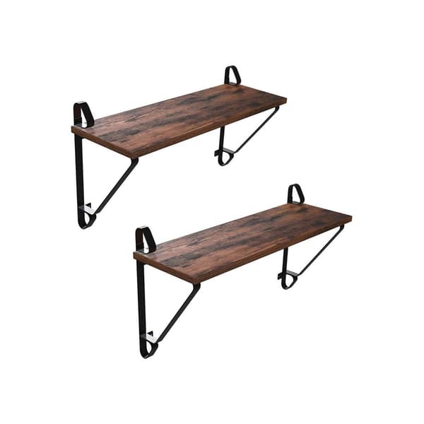 Vägghyllor, Set om 2, Stora flytande hyllor, stabila hängande hyllor för vardagsrum, sovrum, hall, 60 x 20 x 33 cm, industriell stil, rustik brun och