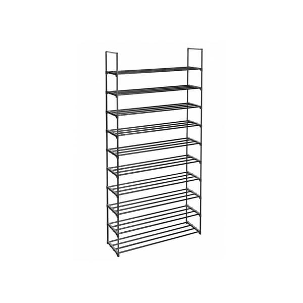 10-etagers skostativ Højt skostativ Slank skostativ Opbevaring Metal Pladsbesparende Omklædningsrum Indgang 30 x 94 x 206 cm Sort