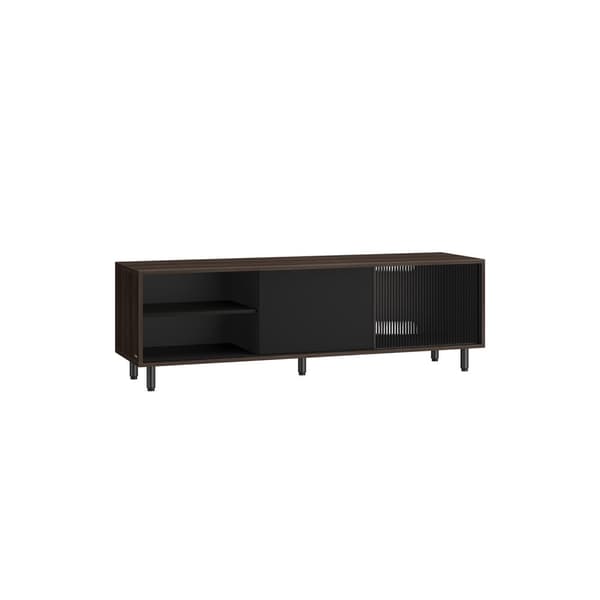 Tv-bord til op til 60 tommer tv, superhurtig samling uden brug af værktøj, tv-skab til stuen, tv-møbel, riflet glas, moderne, 140 x 39 x 45 cm, askeb
