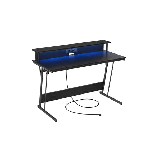 Skrivebord med skærmstativ 55 x 135 x 76 cm ibenholt sort