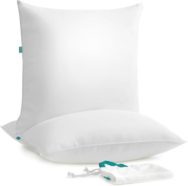 Cloud White TBP002W02 Pude, sæt med 2, 80 x 80 cm, fyld 1500 g, blødt børstet polyesterstof, pude, kan maskinvaskes ved 60° med opbevaringspose
