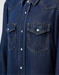 Miniatyrbillede 6 af 7: Wrangler SKJORTEKJOLE MED BALOONÆRMER, MARINEBLÅ DENIMKJOLE MED SKJORTE, S