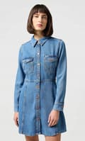 Miniatyrbillede 3 af 8: Wrangler A-LINE SKJORTEKJOLE Partners FLARED DENIMKJOLE S