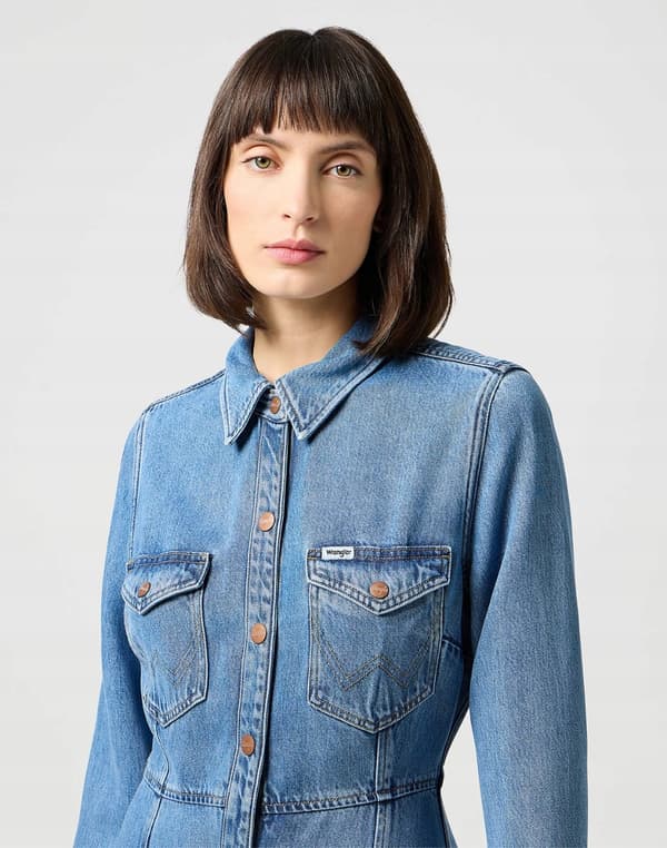 Wrangler A-LINE SKJORTEKJOLE Partners FLARED DENIMKJOLE S
