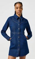 Miniatyrbillede 3 af 7: Wrangler SLIM FIT KJOLE Blå Bella FITTED NAVY DENIM KJOLE M