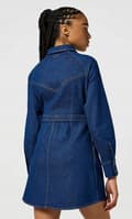 Miniatyrbillede 4 af 7: Wrangler SLIM FIT KJOLE Blå Bella FITTED NAVY DENIM KJOLE M