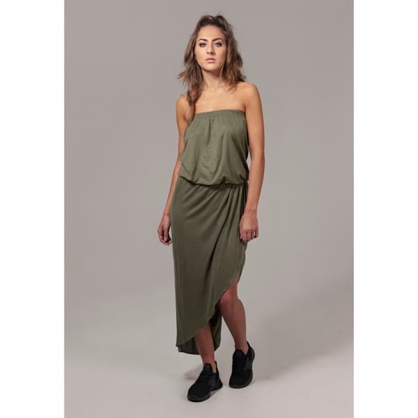 Bandeau klänning - URBAN CLASSICS - Viskos - Olivfärg - Kvinna - Asymmetrisk