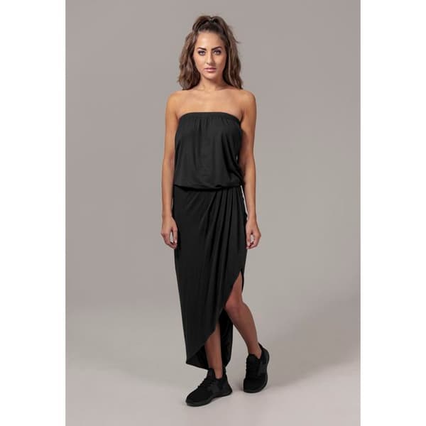 Bandeau klänning - URBAN CLASSICS - Viskos - Svart - Stora storlekar - Asymmetrisk