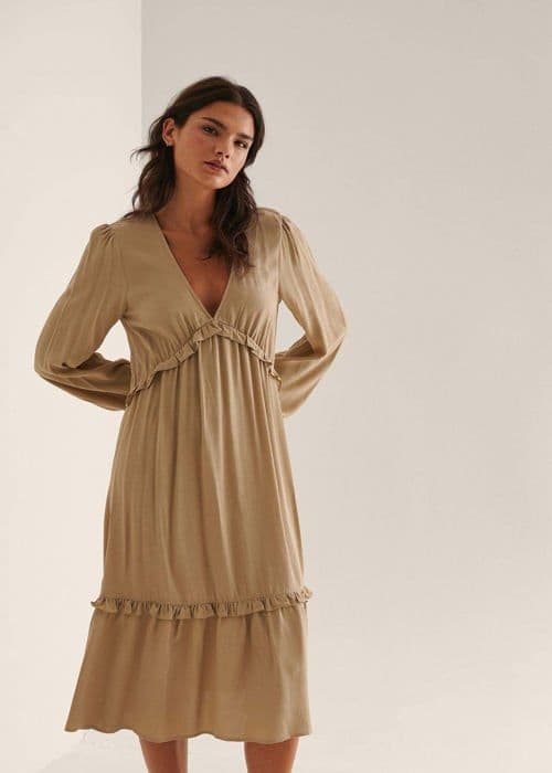 Na-kd Klänning - 1018-008318 - Ballongärm Midi Frill Klänning Dam Fritidsklänning
