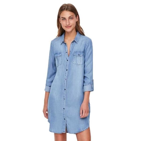 Vero Moda Silla långärmad skjortklänning - Blå - Dam - Vuxen