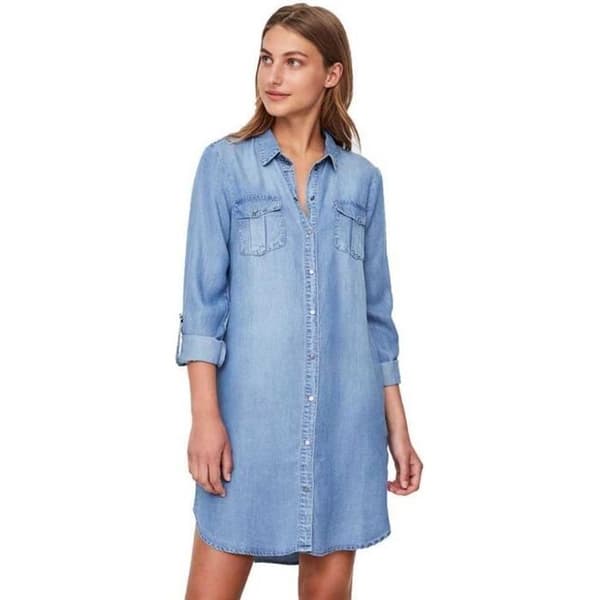 Vero Moda Silla långärmad skjortklänning - Blå - Dam - Vuxen