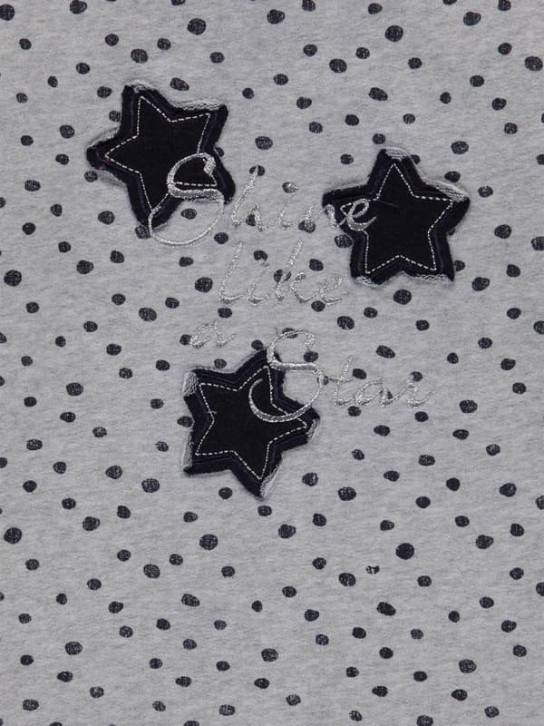 Tyttöjen pitkähihainen mekko, harmaa, pilkullinen, Kanz