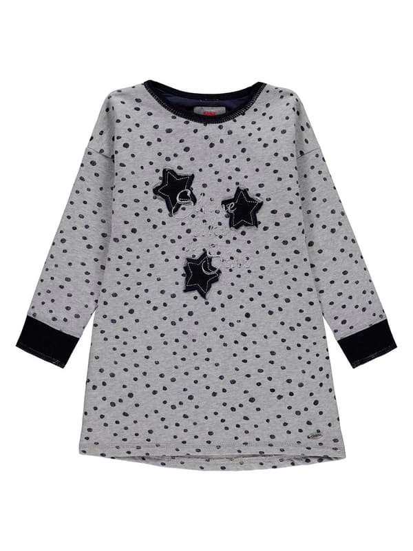 Tyttöjen pitkähihainen mekko, harmaa, pilkullinen, Kanz