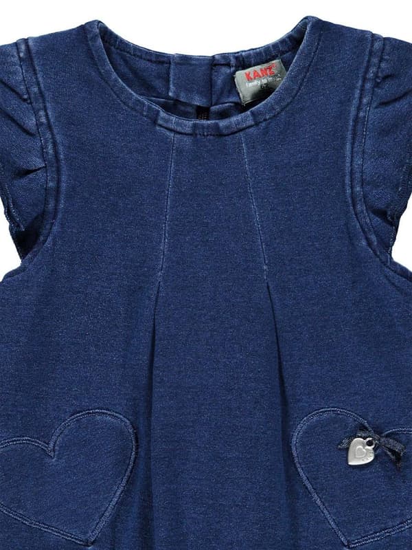 Pigekjole med korte ærmer, denim, hjerter, Kanz
