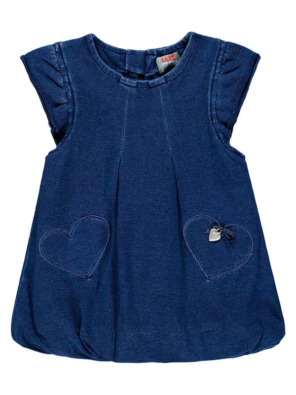 Pigekjole med korte ærmer, denim, hjerter, Kanz