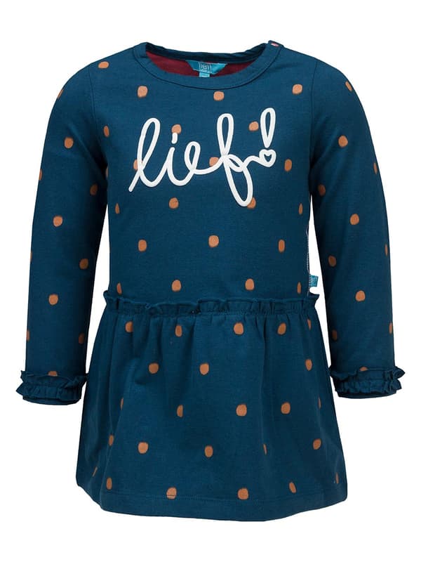 Lief-tyttöjen laivastonsininen pilkullinen mekko